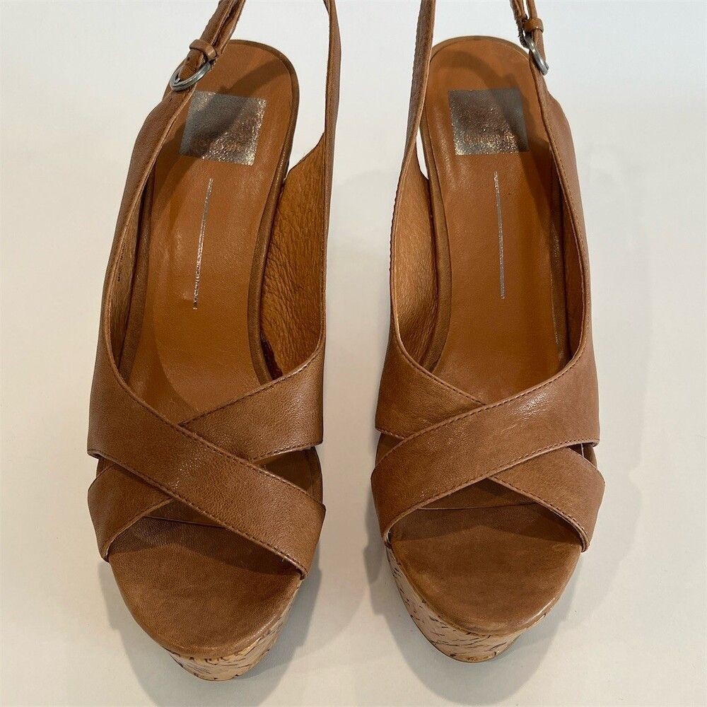 Dolce Vita Jill Beige Leather Cork Wedge Sandals 9.5
